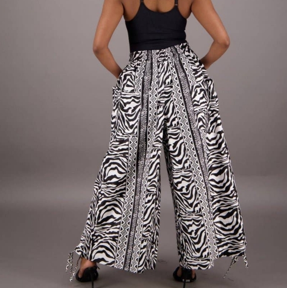 Zebra print Wide Leg Pants One Size - Picture 2 of 2